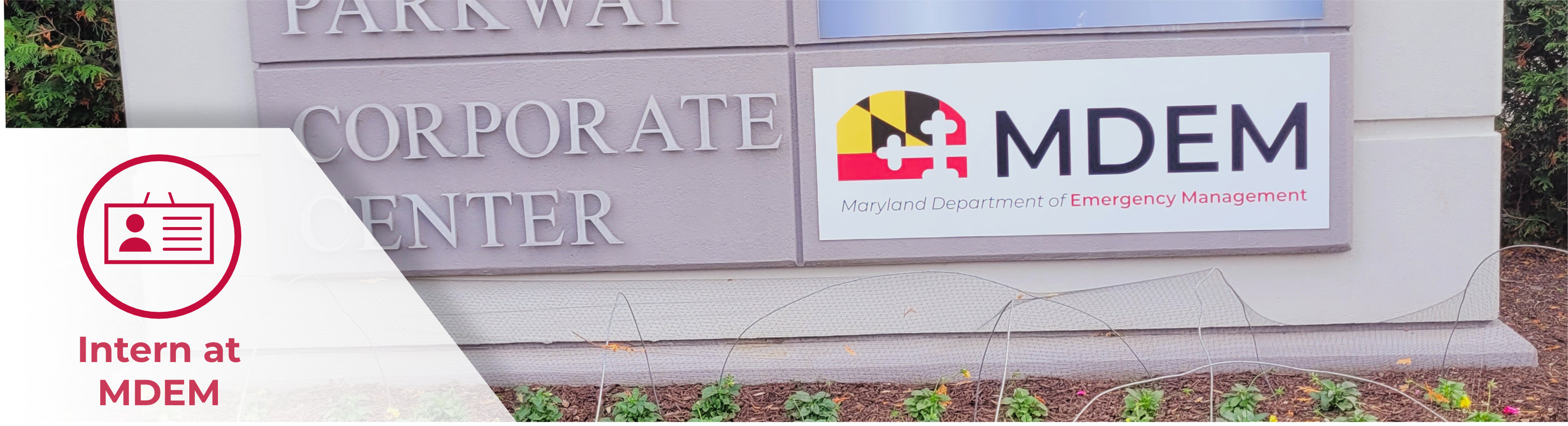 Header image of the sign outside MDEM headquarters with an icon reading 'Intern at MDEM'